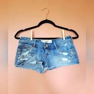 Bling Hollister denim shorts, size 0